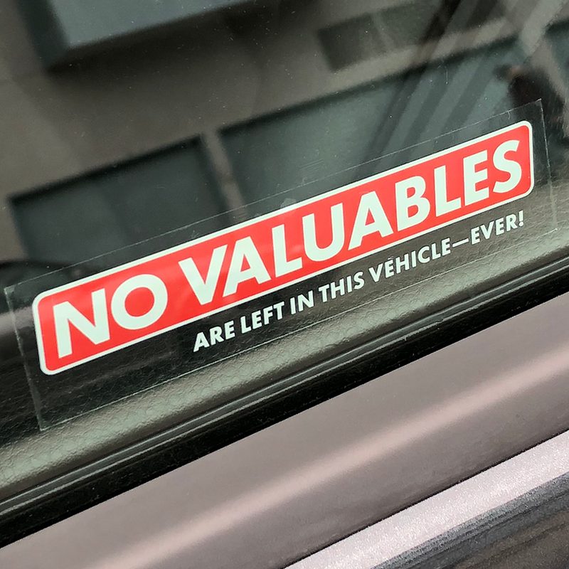 No Valuables automotive window decal